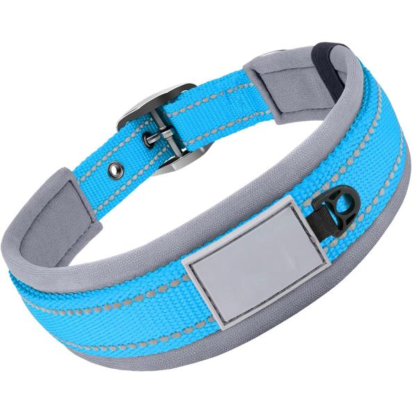 Adjustable Nylon Neoprene Padded Dog Collars Reflective Soft Design Comfortable Durable
