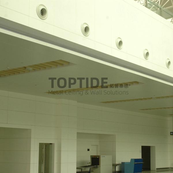 Custom Made Exterior Suspended Aluminium Windproof Ceiling Metal Curved Washable Ceiling Tiles