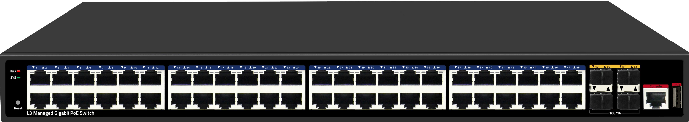 52-Port L3 Managed PoE Switch With 10G Uplink For Enterprise Networks 400W Budget CE