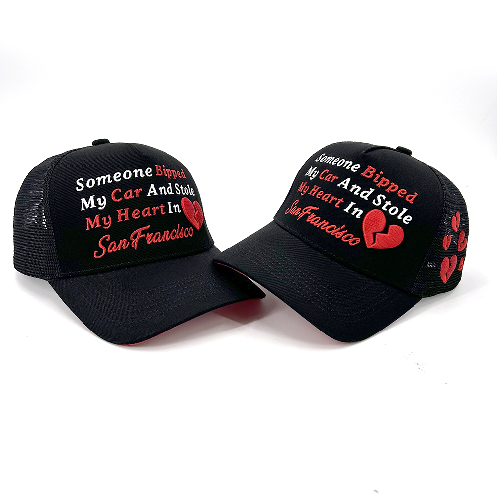 Cotton Mesh 5 Panel Trucker Cap Embroidered Baseball Custom Snapback Cap
