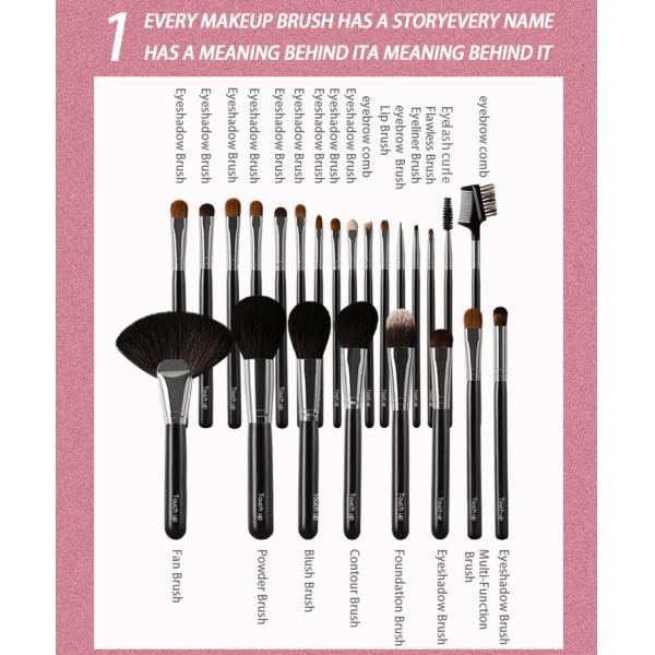 151A43224 24PCS Professional OEM ODM Makeup Brush Set With Makeup Bag Animal Hair Customize Factory
