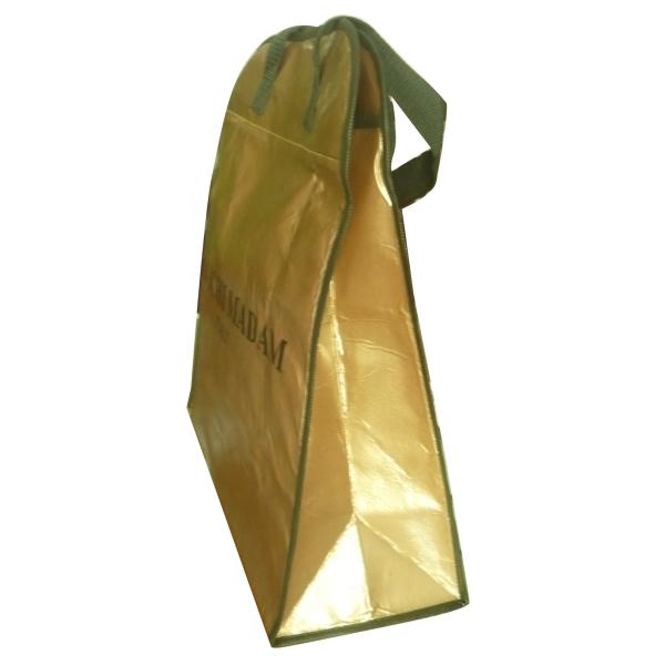 DAI - ICHI MADAM 90g brozen lamination black webbing handy non woven carry bag