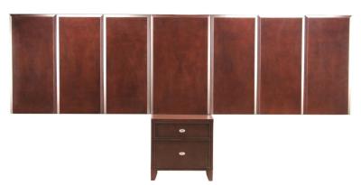 Walnut wood veneer double queen size headboard with night stands of hotel bedroom furniture,hospitality casegoods