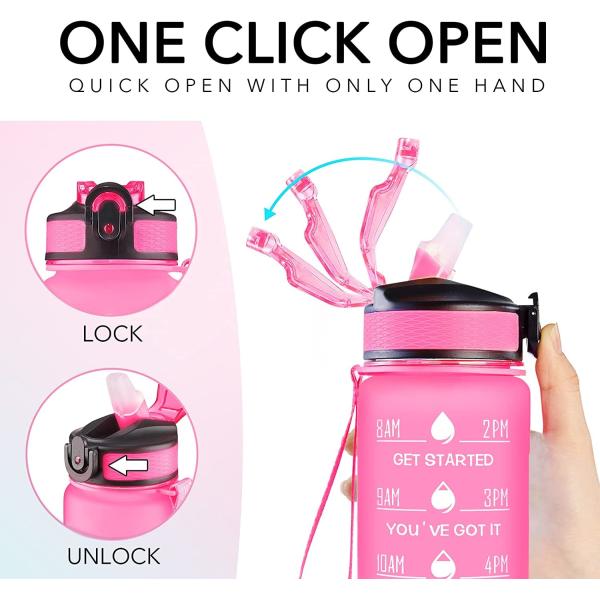 Multicolor Leakproof 32 Oz Water Bottles Motivational With Time Marker