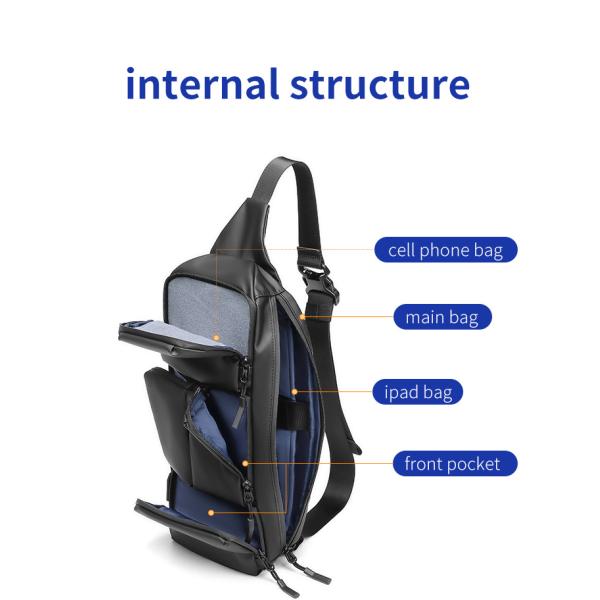 Anti Theft Water Resistant Mens Vest Chest Sling Bags 0.44kg