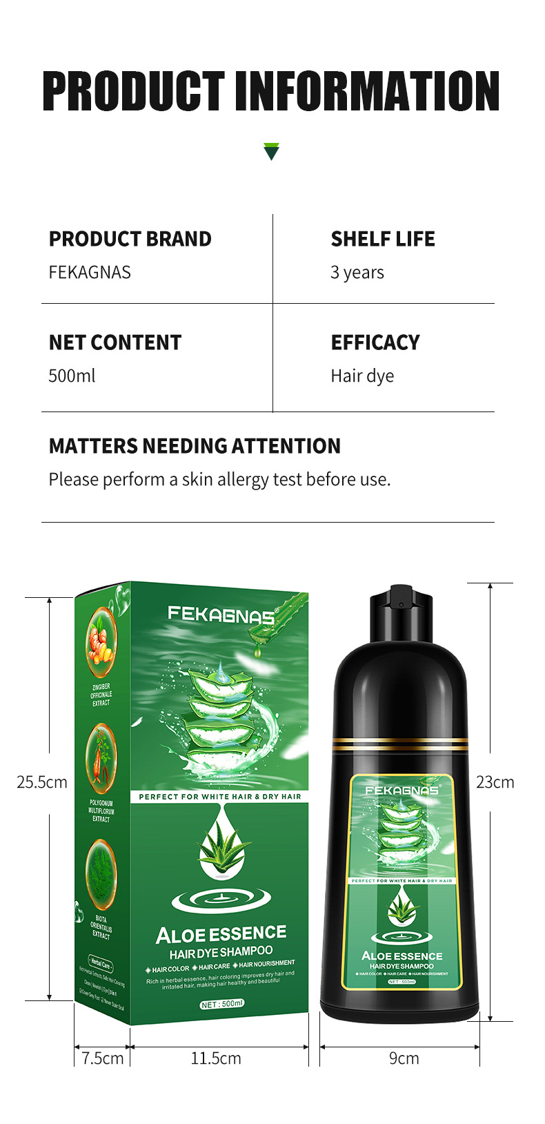 Shampoo Coloration Cheveux Mousse Rapide 3 en 1 Formule Végétale 500ml