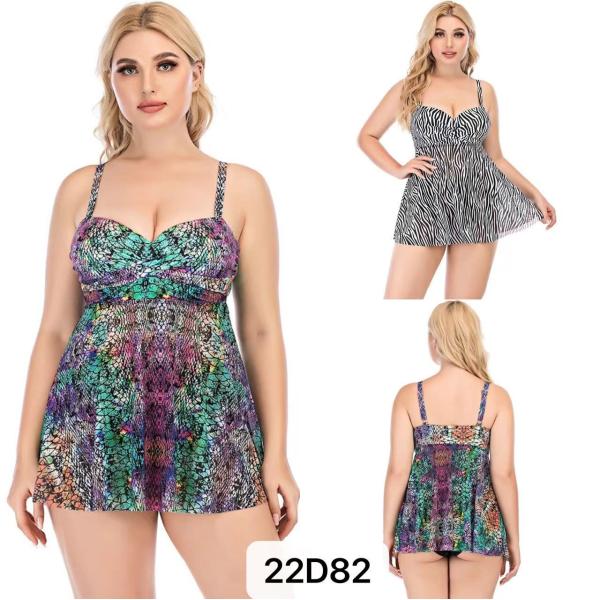 Bikini Large Size Ladies Swimwear Color Matching Conjoined Plus Size Swim Wear UPF 50+