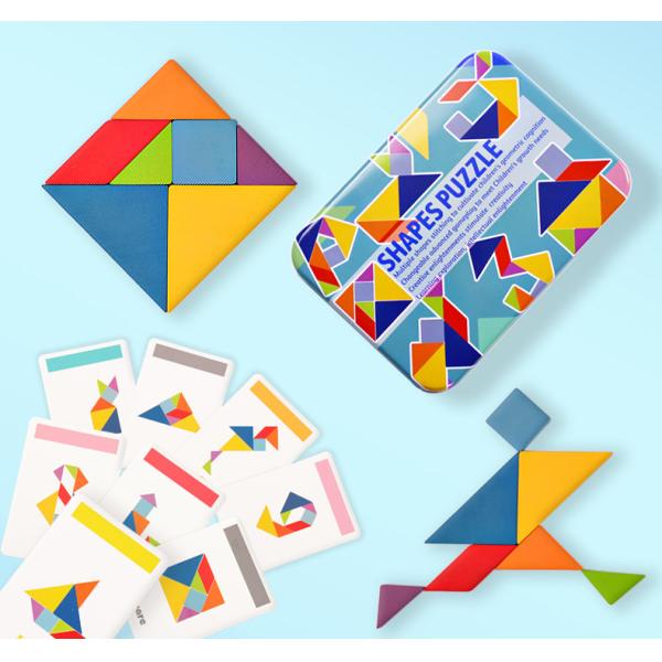 игрушка Tangram деревянной мозаики картины 3D животной красочная ягнится образование Montessori предыдущее сортируя детей игрушек игр