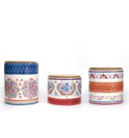 Flor do Oriente Médio Decal Jars de armazenamento Alimentos Canister de cerâmica Conjunto com tampa de bambu e anel de silicone