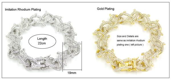 New Arrival Hip Hop Jewelry Nickel Free Rhinestone Gold Plated Cuban Chain Bracelets For Women Men Girls Jewelry Gifts
