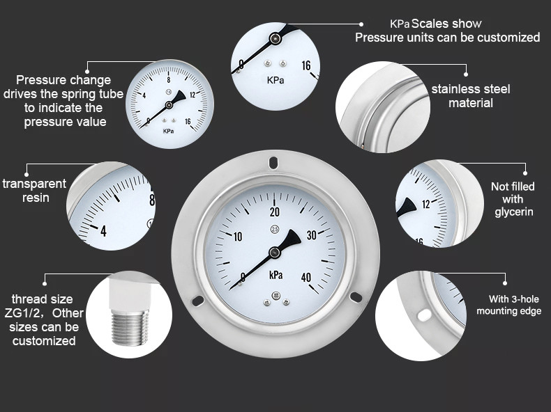 Favorable YE100ZTBF Precision 2.5% Pressure Gauge Capsule Micro 304ss Housing Manometer