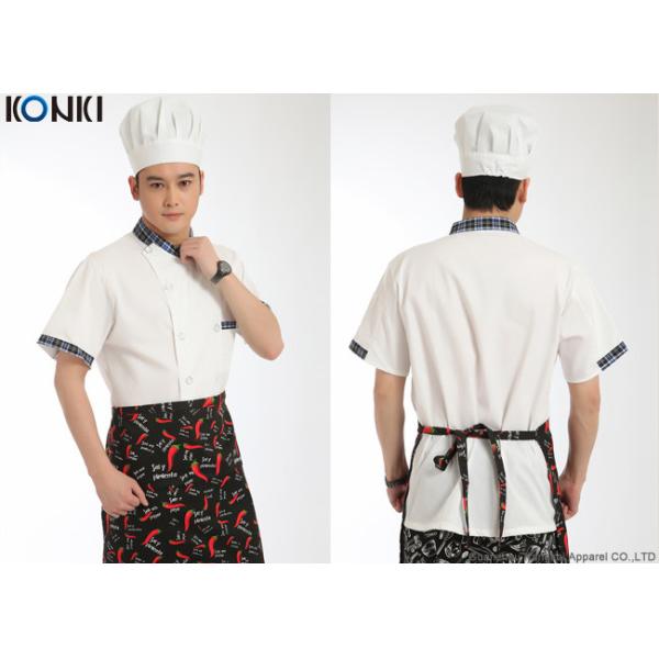 Contrast Color Men / Womens Chef Uniforms Short Sleeve For Kitchen