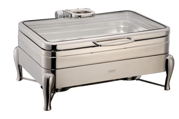 Indução 304# hidráulica de aço inoxidável de YUFEH que aquece por atrito o prato com o aquecedor de vidro do prato de serviço do bufete da tampa