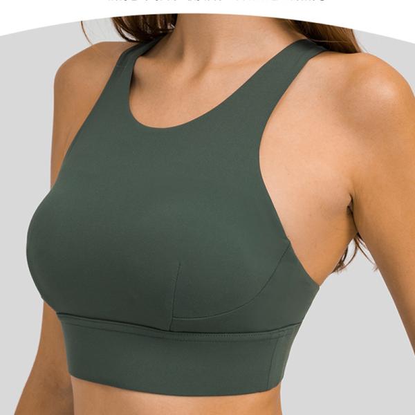 Padded Womens Sports Bra Y Shaped Back Shockproof wirefree High Neck Sports Top