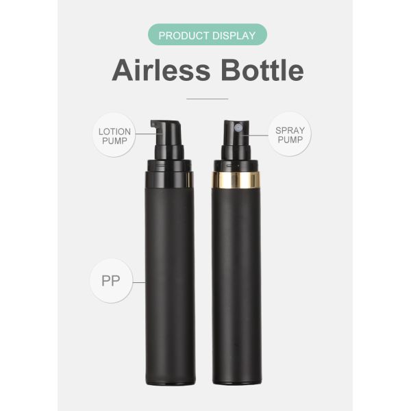Top Quality Black Airless Bottle 15ml 30ml 50ml PP Plastic Airless Cosmetic Bottles