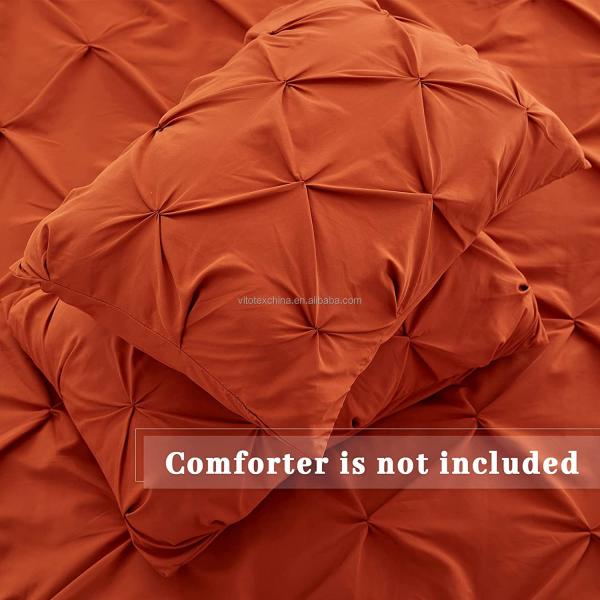 Королевский размер Solid Pinch Pleat Pintuck 3-частный набор одеяла с бриллиантовой вышивкой