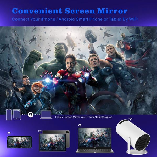 Mini Portable Smart Home Theater Projector 4K Resolution Android OS 11 US Plug Pocket WiFi LED Lamp LCD  Home Use