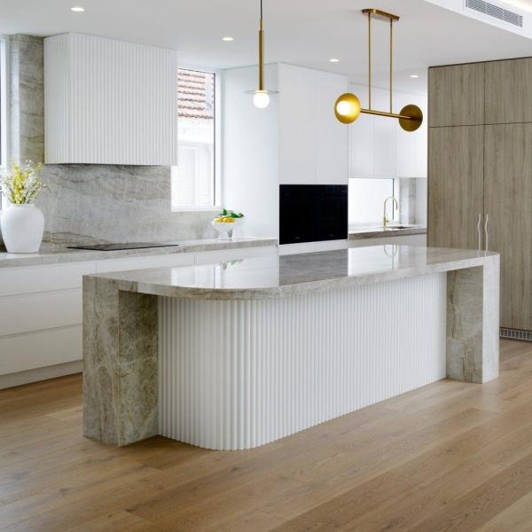 Pintura nueva comercial a medida Piedra sinterizada Lacada Muebles modulares para el hogar Muebles de cocina modernos gabinete