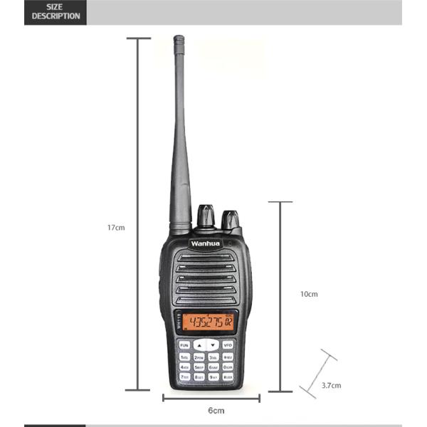 Wanhua WH118 Handheld Radio Walkie Talkie 2W Output Power Dual-band UHF VHF Long Range