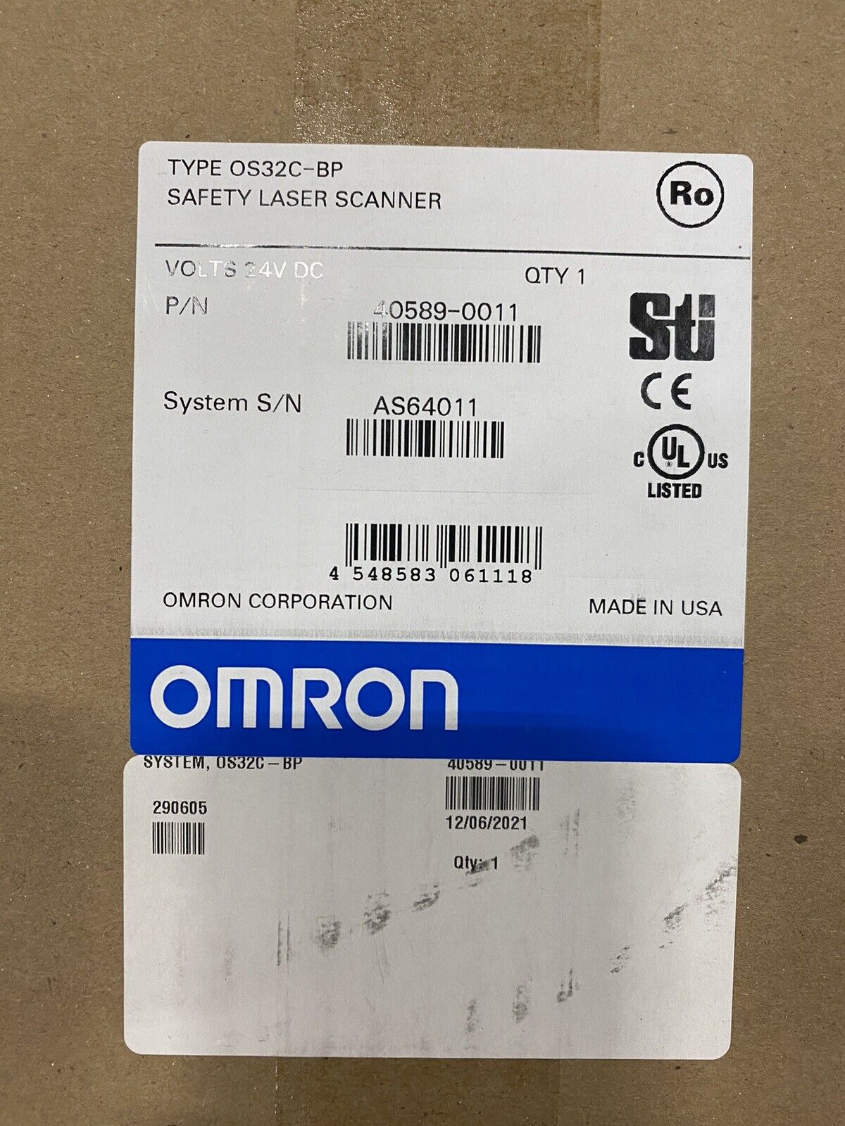 PLC Controller Omron OS32C-BP Safety Laser Scanner 4m Range 270. Detection Area