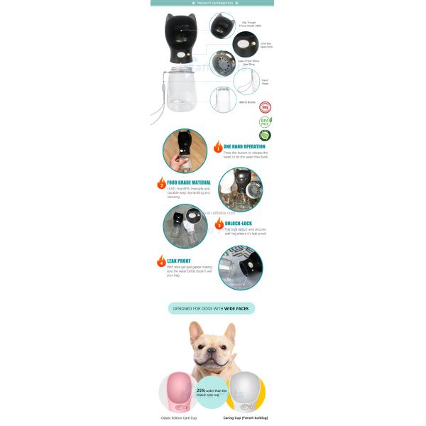 480 Ml Portable Travel Pet Water Bottle For Dogs Bulldog