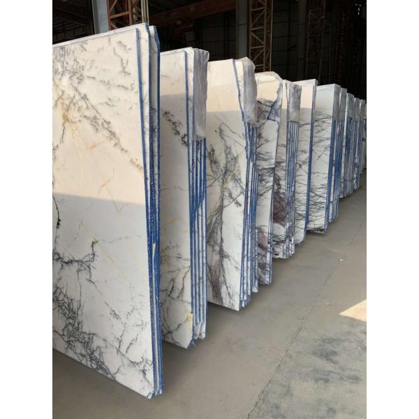 Interior Kitchen Marble Slab , White Marble Floor Tiles Incense Plum / Chanel Lilac Pattern