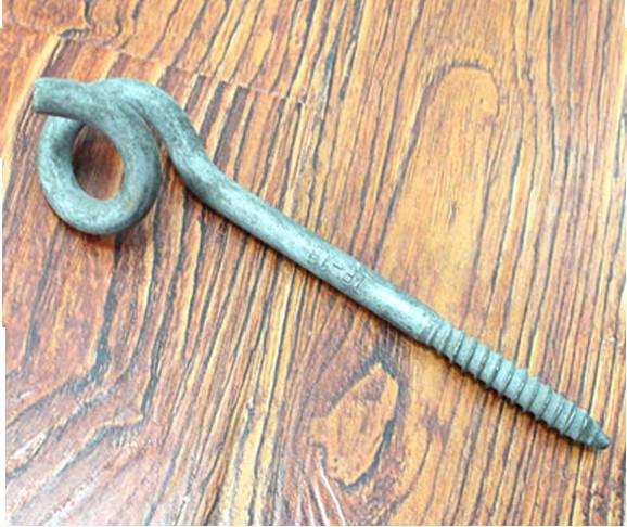 HDG Lag Thread Screw Hook Bolt / Pigtail Eye Bolt Carbon Steel Material