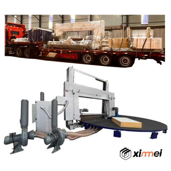 C-618 Mesa de trabajo redonda de alta gama Carrusel Banda horizontal Máquina de corte de cuchillo y operación silenciosa Bloques de espuma PU Máquina de corte con plataforma de superficie de arena antideslizante y absorción de aire