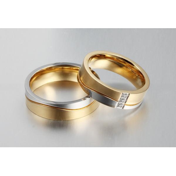 Anillos de compromiso de bodas de oro de 18K en acero inoxidable