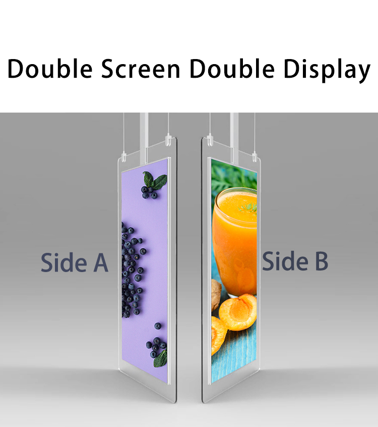 Dual-Sided 55 Inch Transparent LCD Display Roof-Hanging Digital Signage Media Player