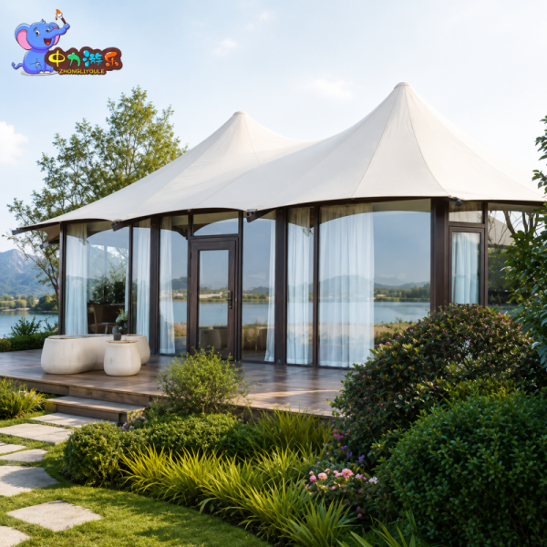 OEM Permanent Tarpaulin Safari Tent Glamping Resort Hotel Room