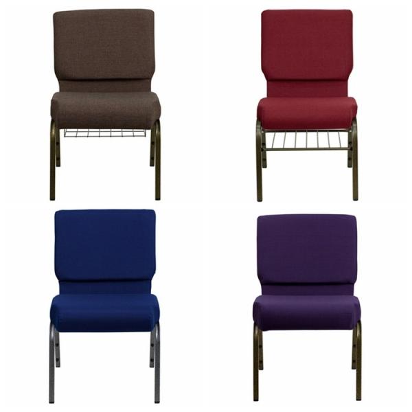 Custom Iron Frame Church Chairs with Navy Blue Fabric
