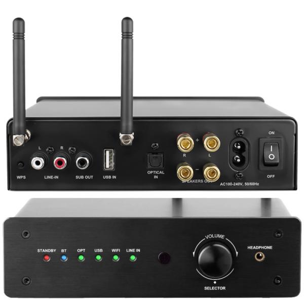 High-Resolution 192kHz/24-bit PCM Audio Wireless Stereo Power Amplifier with 2.1 Channel Configuration and 100W RMS Output