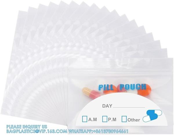 Pill Pouch Bags - (4 X 2.75) Thickness Is 6 Mil, Portable Plastic Pills Bag Hold Vitamin, Supplements, Medication