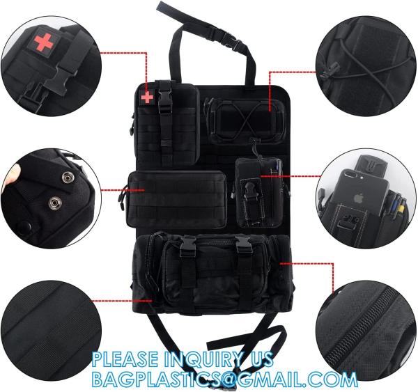 Universal Tactical Seat ​Back Organizer Vehicle Molle Panel Organizer Storage Bag With Detachable Molle Pouch