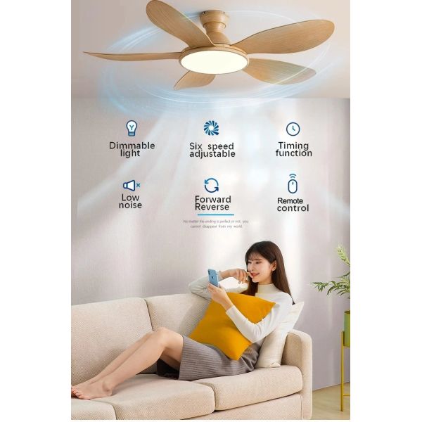 52inch Modern LED 60W Low Floor 35W Ceiling Fans With Remote Control wood Ceiling Fan With Light (WH-VLL-35)