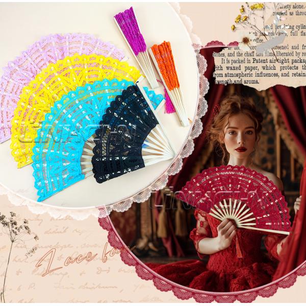 Wholesale 27cm Luxury Wedding Lace Fans Folding Lace Hand Fan for Lady