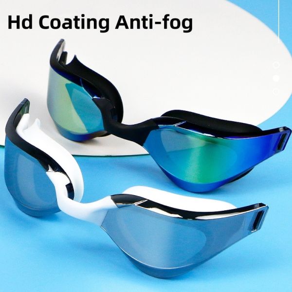 HD Electroplated Swimming Goggles Non Fog Swimming Goggles Anti UV With Adjustable Nose Bridge