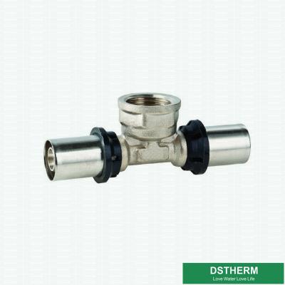 Encaixes de bronze retos rosqueados fêmeas da união da imprensa do dobro da compressão do T para a tubulação de alumínio de Pex Pex