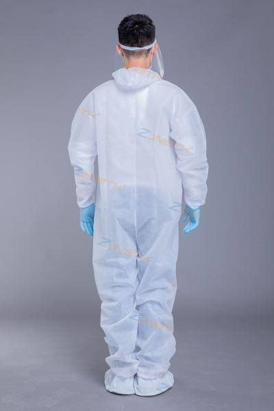 Waterproof Hooded Disposable Coverall With Elastic Cuff