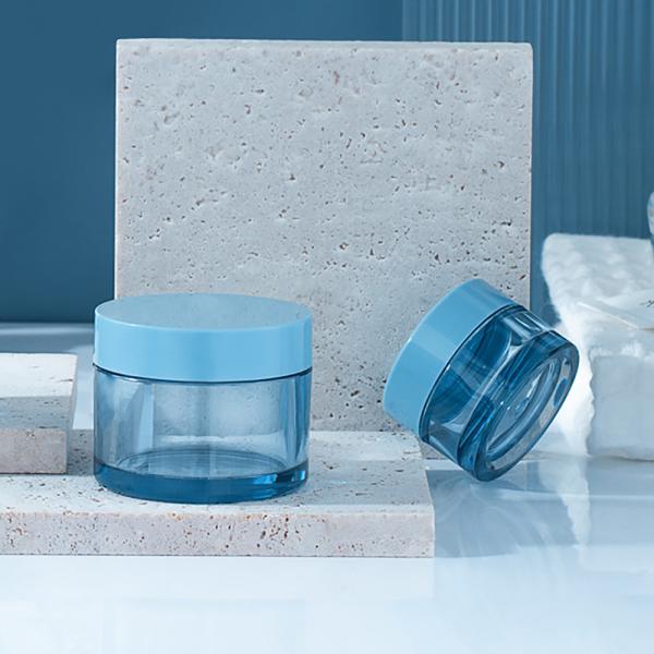 Frasco plástico azul 10ml do creme de cara da etiqueta PETG da etiqueta a 50ml