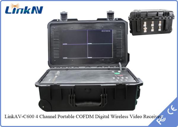 récepteur visuel portatif rocailleux de 4-Channel IP65 COFDM avec le chiffrage de batterie et d'affichage AES256