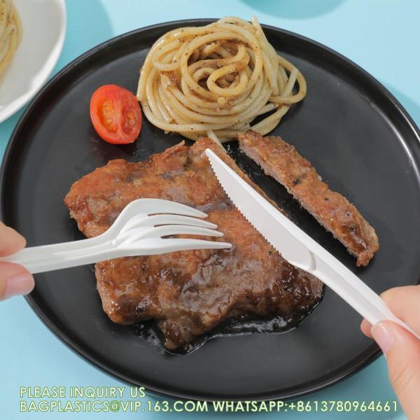 Compostable Cutlery Set Eco-Friendly Heavy Duty Utensils (50 Forks, 50 Spoons, 50 Knives) Biodegradable Utensils