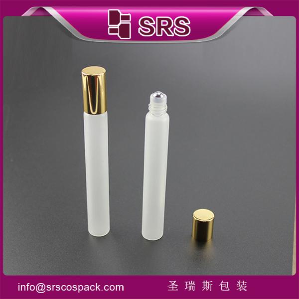 SRS China supplier frost essential oil empty 10ml glass bottle with roll on sealing type