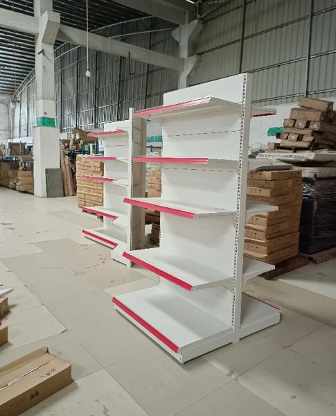 White Gondola Supermarket Shelf Rack 80-120kg Weight Capacity