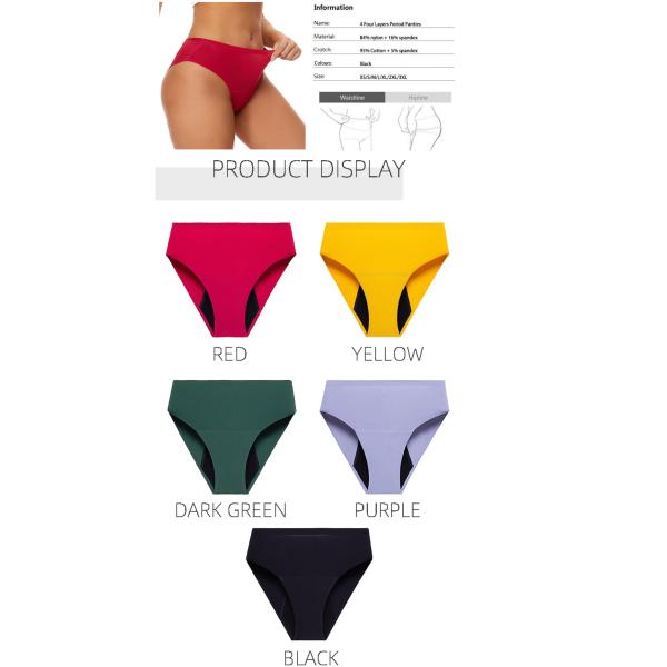 Female Eco Friendly Period Panties Underwear Ladies Thread 50ml Absorption Cotton Physiological