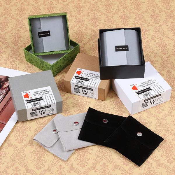 Print Logo Jewellery Package Microfiber Snap Button Pouch Bags with Insert Pad/Card