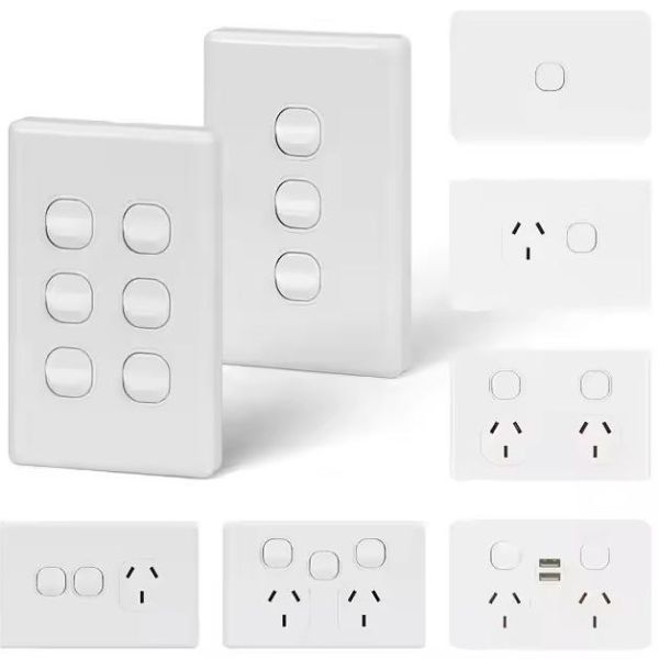 V Series America 2 Gang Elegant Double Pole Wall Switches PC Material 250V Max Voltage 16A Max Current for Home & Hotel Use