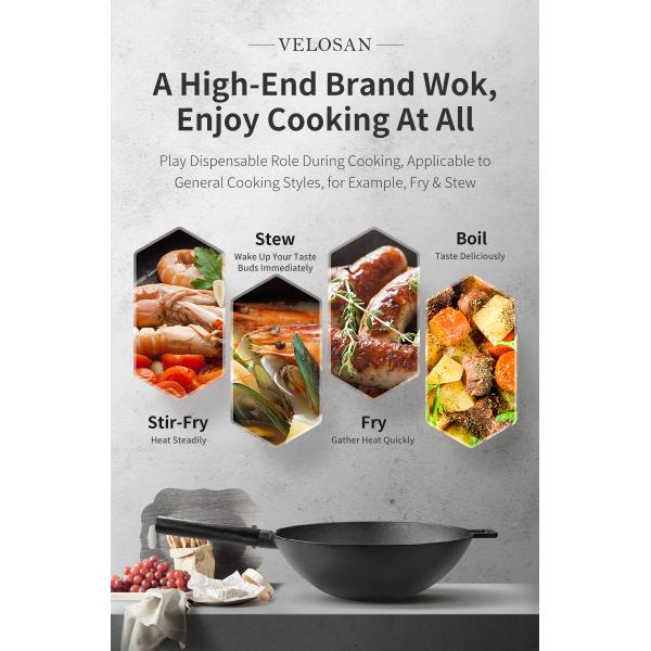 Swiss Non Stick Aluminium Wok 32cm High Durability PFOA Free Frying Pan