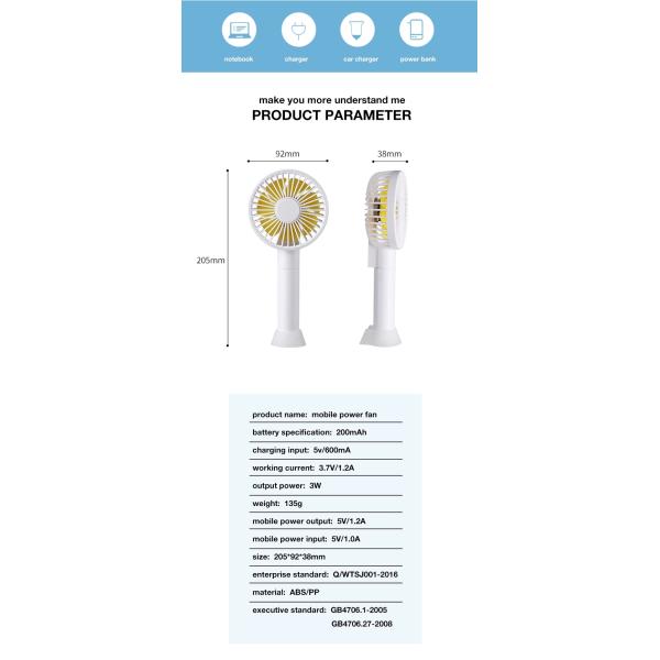 Перезаряжаемые вентилятор USB Handheld